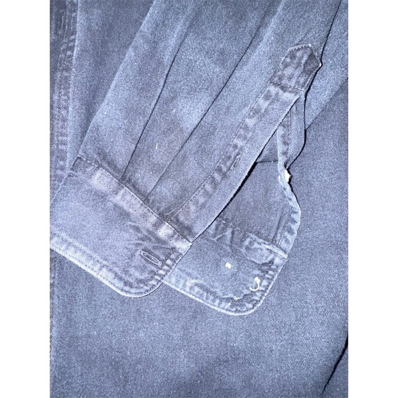 Y2K Anchor Blue Men's XL Denim Button-Up Shirt Dark Wash Long Sleeve - Picture 4 of 10